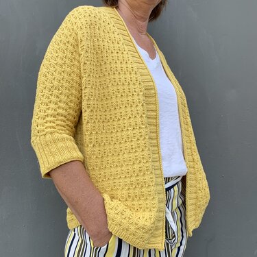 Strickanleitung, Strickjacke mit dreiviertel Ärmeln