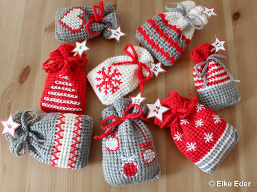 Advent calendar, Christmas calendar - crochet pattern 2 sizes and 8 motifs