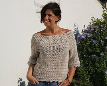 Häkelpulli CARMEN (Gr. S/M, L/XL, leicht an alle Größen anzupassen)
