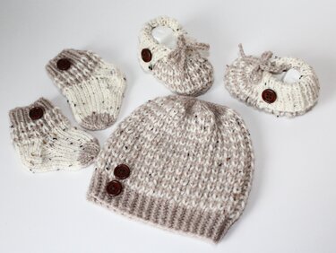 Strickanleitung Baby-Set, Mütze, Booties und Söckchen, ca. 0 - 5 Monate