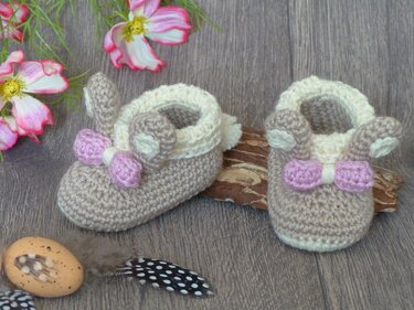 Baby Booties „Bunny“, 0-6 months – Crochet Pattern