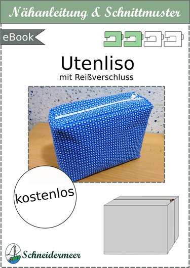 Utensilo mit Reißverschluss Schnittmuster E-Book 14x12x5 cm, leicht für Anf - Nähen
