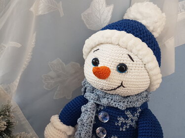 Weihnachtslampe Schneemann Flocke - Häkeln