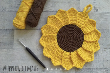 Topflappen Sonnenblume / Blüte - Häkeln