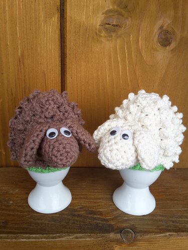 Schäfchen Eierbecher+ Eierwärmer Set Häkelanleitung