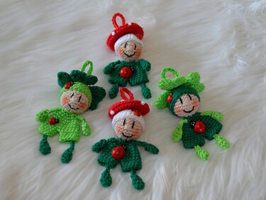 Glückspilz Schlüsselanhänger Fliegenpilz Taschenbaumler Glücksbringer - Häkeln