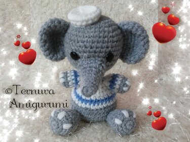 Crochet pattern of Elly, the elephant pdf ternura amigurumi
