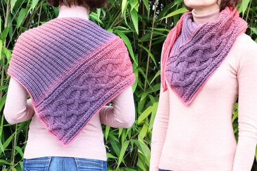 Shoulder & neck scarf  "Premiere" (with side cable pattern) - Crochet