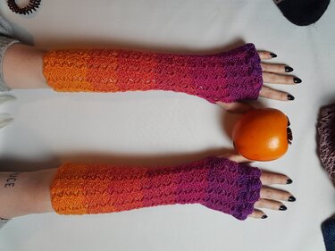 Häkelanleitung Armstulpen, Stulpen "Feuerwerk", alle Größen