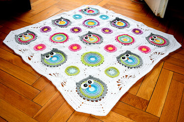Crochet baby blanket " Wisy Busy Owl " , baby throw, crochet nursery