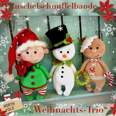 Kuschelschnuffelbande Weihnachts-Trio, Amigurumi - Häkeln