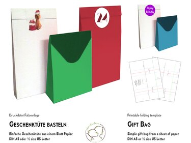 Gift bag from sheet of paper A5 / ½-size US Letter - Crafts