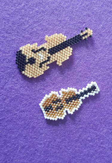 kleine Geige 2 Varianten / Anhänger / Ohrring - Basteln