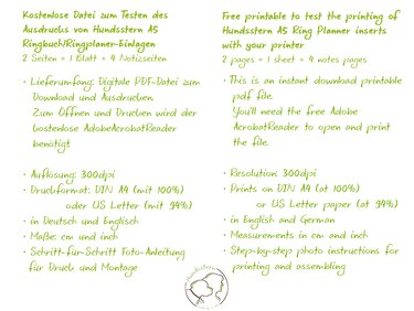 Notes A5 inserts ring planners Dogs Test A5N2235 - Crafts