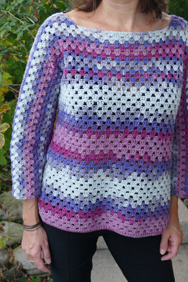 Häkelpulli "Lavendelfeld" (S/M - L/XL) einfach für alle Gr. anpassbar - Bild 7