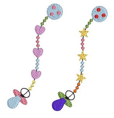 Stickdatei Schnullerkette 2er SET für den 10x10cm Rahmen - Sticken