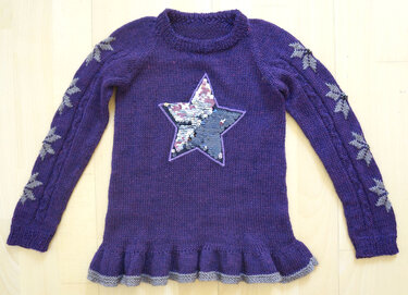 Sternenpullover mit Wendepailletten Gr. 98 - 110 - Stricken