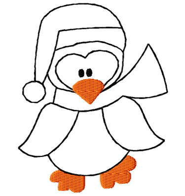 Stickdatei "Pinguin Redwork“ für den Rahmen 10 cm x 10 cm - Sticken
