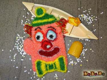 Dusch- und Peeling-Handschuh Clown Peppi , gehäkelt von Dadade - Häkeln