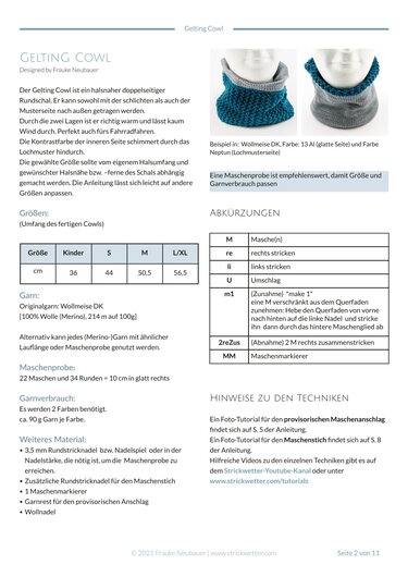 Knitting pattern Gelting Cowl