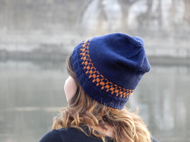 Knit beanie in stranded colorwork "Genova", child and adult sizes - Knitting