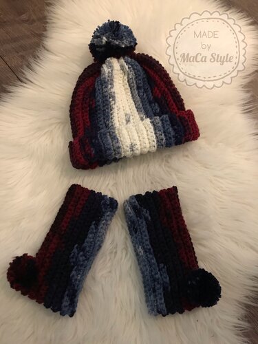 Set Mütze & Stulpen Frozen Rose - Häkeln