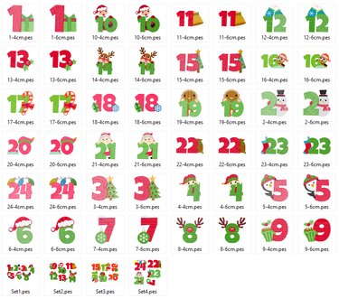 Adventskalender Zahlen Stickdatei - Sticken