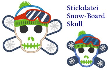 Snow Board Skull Stickdatei - Sticken