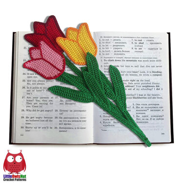 044 Crochet Pattern - Tulip flower bookmark or decor - Amigurumi PDF file by Zabelina CP