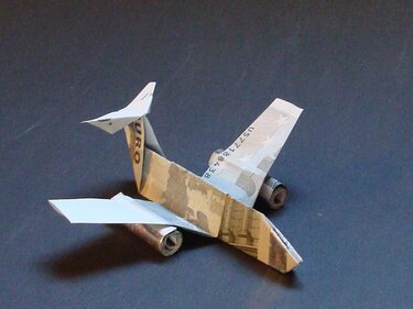 Origami Geldschein Flugzeug (**) - Basteln