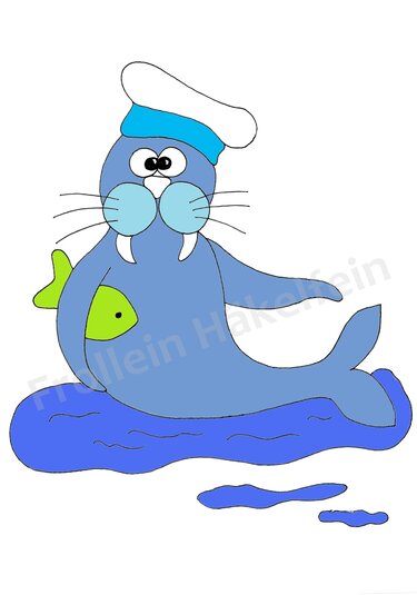Malvorlage Seelöwe mit Fisch - PDF Datei - Basteln