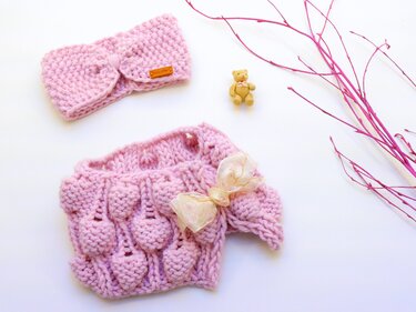 Knitting Pattern - Set BUBBLES - Headband & Scarf - No.195E