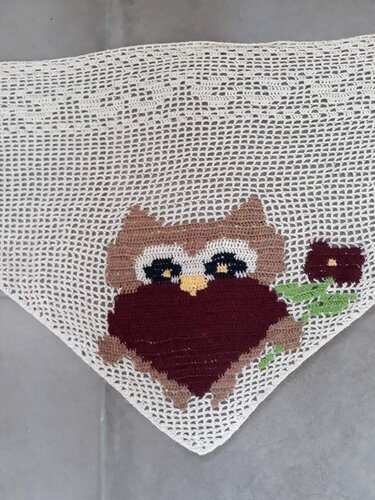 Motivtuch Eule mit Herz - Häkeln