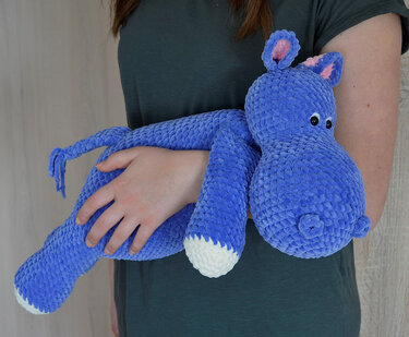 XXL Nilpferd 50 cm Hippo aus Chenillewolle - Bild 9