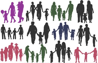 Stickdatei Familien 12 Motive in 5 Größen Silhouetten - Sticken