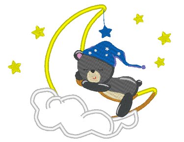 Stickdatei Baby Bär Kissen und Taschenbild - Sticken