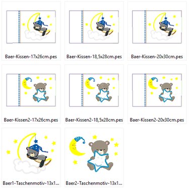 Stickdatei Baby Bär Kissen und Taschenbild - Sticken