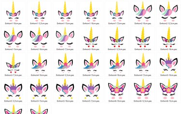Stickdatei Einhorn Gesichter - Sticken