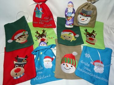 Weihnachtenssäckchen Stickdatei ITH 16x24cm und 20x30cm - Sticken