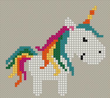 Stickvorlage Einhorn Handsticken in 2 verschiedene Größen