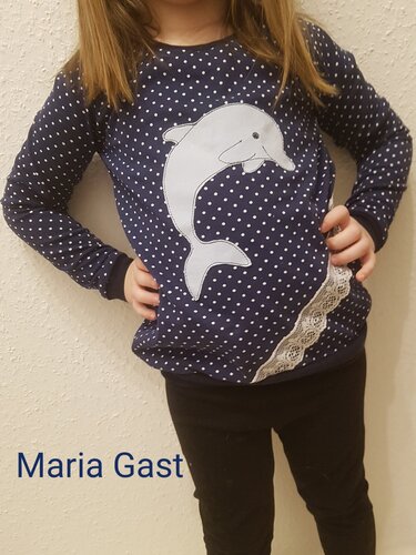 Delfinshirt TIMO Charity Gr. 86 - 152 mit Applikationsvorlage - Nähen