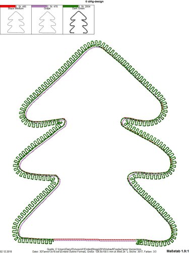 ITH 3D-Stickdatei Tanne für den 13x18 Rahmen - Sticken