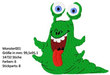 Monster001 Stickdatei für den 10x10 Rahmen - Sticken