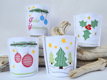 ITH Stickdatei LED Cover Weihnachten 4er SET für den 10x10cm Rahmen - Sticken