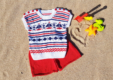 Nautical Top and Shorts - 3 months to 6 years - Knitting