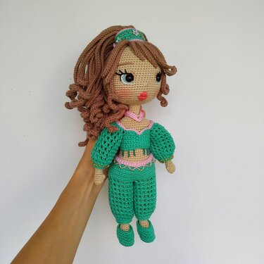 Astrid in oriental outfit, Astrid crochet doll pattern with extra clothes