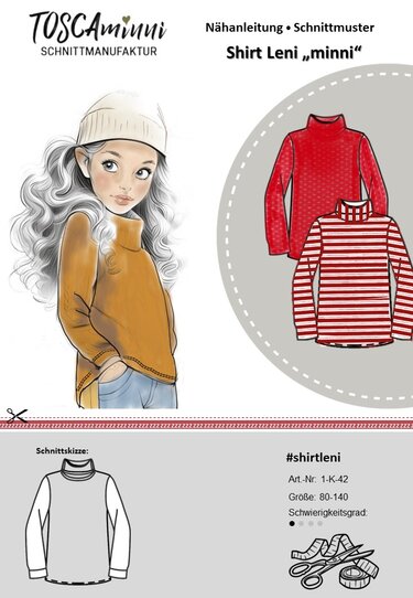 Kinder Shirt Leni | Nähmuster | Schnittmuster Shirt | Gr. 80-140 - Nähen