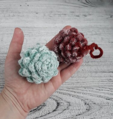 Crochet frosty pine cone. Christmas clearance. Mini tree ornaments