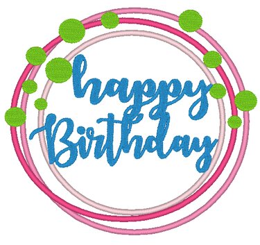 Stickdatei - Happy Birthday Kreis Button in 16 Gr. - Sticken