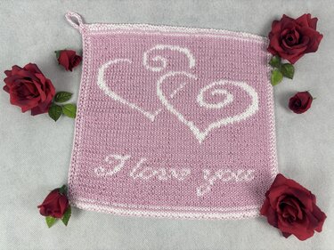 Washcloth ‘I love you’ – Double Knitting Instructions
